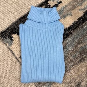 J. McLaughlin Sky Blue Ribbed Turtleneck Sweater